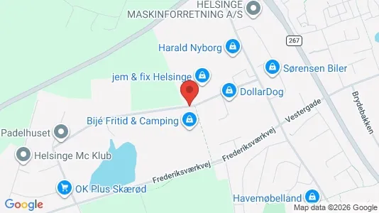 Kontorfællesskaber til leje i Helsinge - kort over placeringen