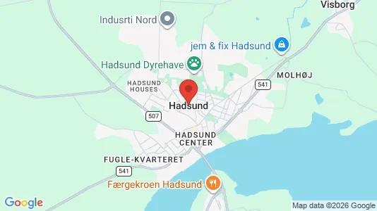 Butikslokaler til leje i Hadsund - kort over placeringen