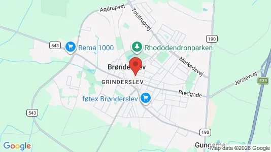 Butikslokaler til leje i Brønderslev - kort over placeringen