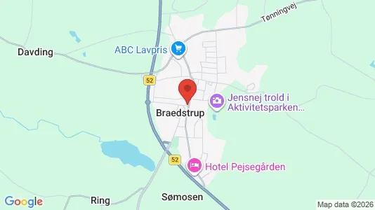 Butikslokaler til leje i Brædstrup - kort over placeringen