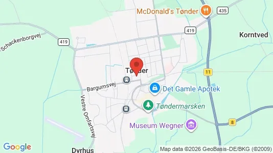 Restaurantlokaler til leje i Tønder - kort over placeringen