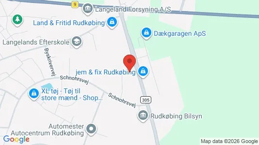 Kontorlokaler til leje i Rudkøbing - kort over placeringen