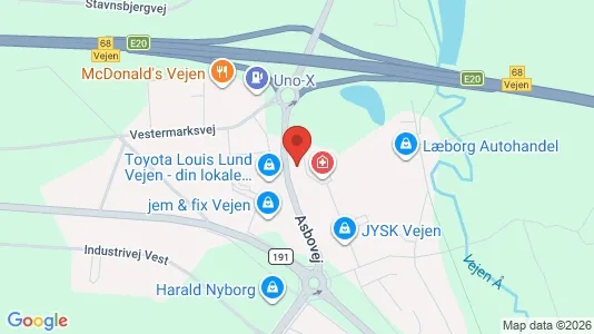 Kontorlokaler til leje i Vejen - kort over placeringen
