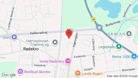 Erhvervslokaler til leje i Rødekro - kort over placeringen