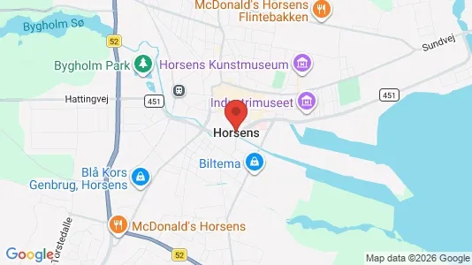 Butikslokaler til leje i Horsens - kort over placeringen