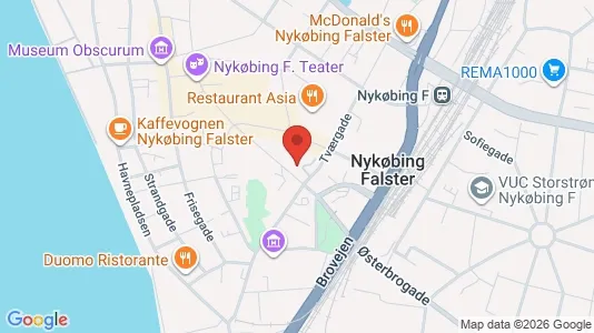 Kontorlokaler til leje i Nykøbing Falster - kort over placeringen