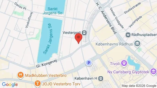 Kontorlokaler til leje i Vesterbro - kort over placeringen