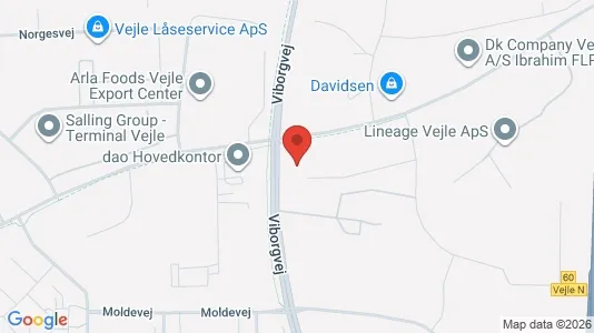 Erhvervslokaler til leje i Vejle Centrum - kort over placeringen