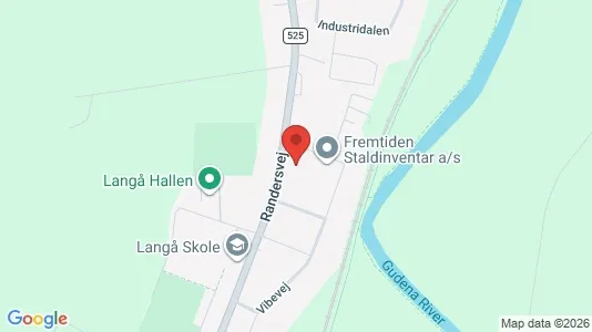 Værkstedslokaler til leje i Langå - kort over placeringen