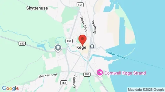 Butikslokaler til leje i Køge - kort over placeringen