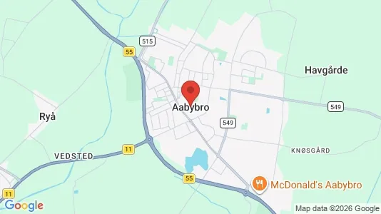 Restaurantlokaler til leje i Aabybro - kort over placeringen