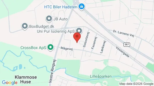Kontorlokaler til leje i Hadsten - kort over placeringen