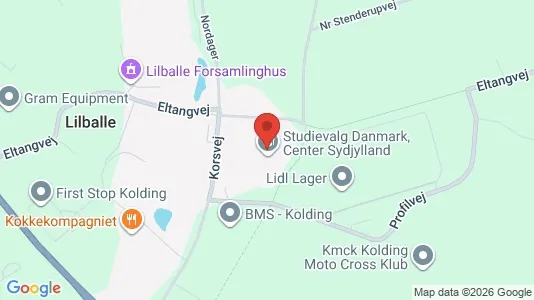 Værkstedslokaler til leje i Kolding - kort over placeringen