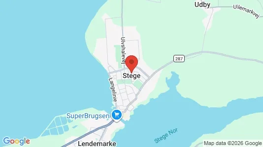 Butikslokaler til leje i Stege - kort over placeringen