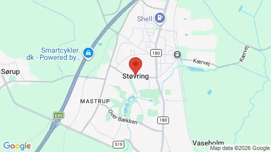 Butikslokaler til leje i Støvring - kort over placeringen