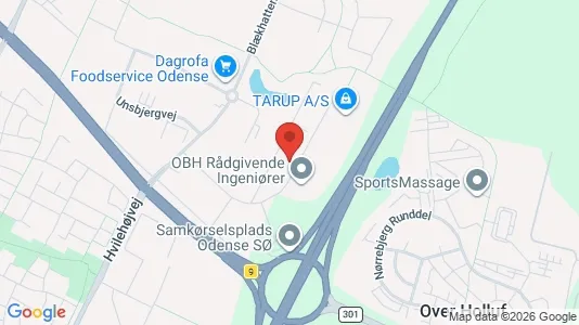Kontorlokaler til leje i Odense SØ - kort over placeringen