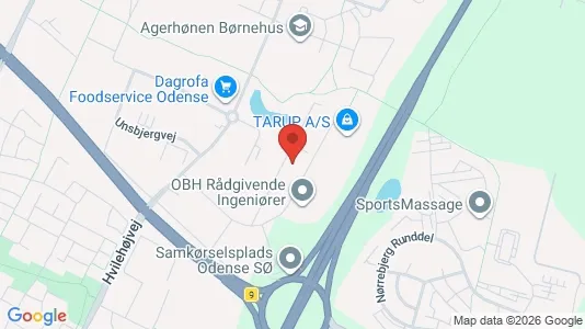 Kontorlokaler til leje i Odense SØ - kort over placeringen