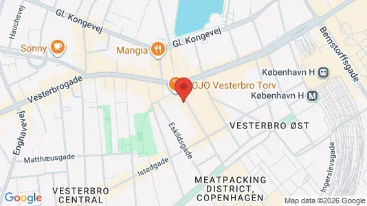 Erhvervslokaler til leje i Vesterbro - kort over placeringen