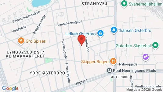 Erhvervslokaler til leje i Østerbro - kort over placeringen