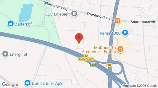 Erhvervslokaler til leje i Fredericia - kort over placeringen
