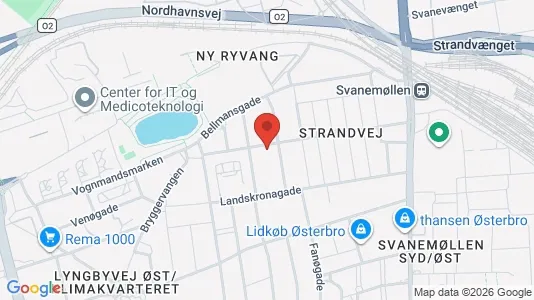 Erhvervslokaler til leje i Østerbro - kort over placeringen