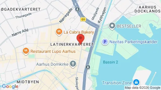 Erhvervslokaler til leje i Århus C - kort over placeringen