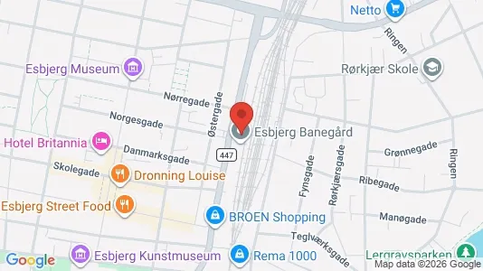 Erhvervslokaler til leje i Esbjerg Centrum - kort over placeringen