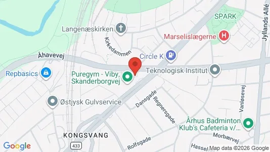 Erhvervslokaler til leje i Århus C - kort over placeringen