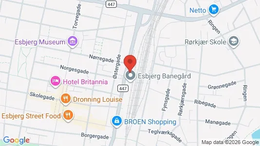 Erhvervslokaler til leje i Esbjerg Centrum - kort over placeringen