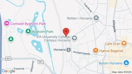Erhvervslokaler til leje i Horsens - kort over placeringen