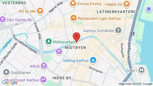 Erhvervslokaler til leje i Århus C - kort over placeringen