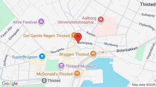 Erhvervslokaler til leje i Thisted - kort over placeringen