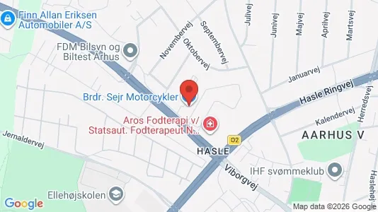 Erhvervslokaler til leje i Århus V - kort over placeringen