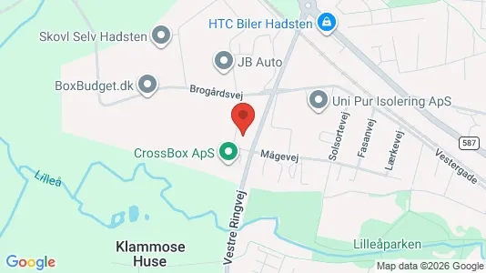 Erhvervslokaler til leje i Hadsten - kort over placeringen