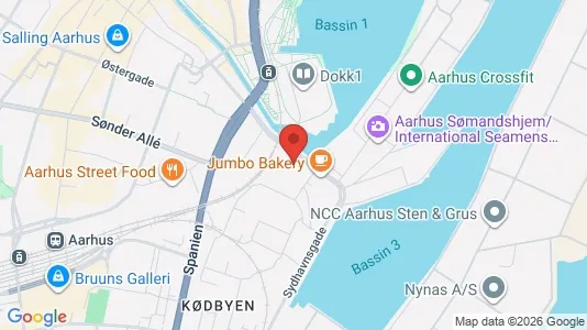 Erhvervslokaler til leje i Århus C - kort over placeringen