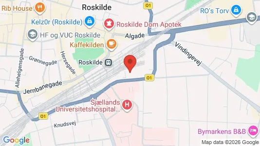 Erhvervslokaler til leje i Roskilde - kort over placeringen