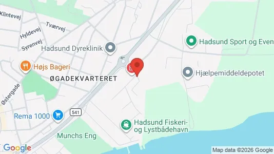 Erhvervslokaler til leje i Hadsund - kort over placeringen