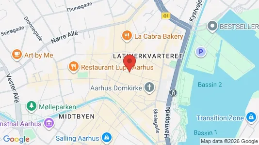 Erhvervslokaler til leje i Århus C - kort over placeringen