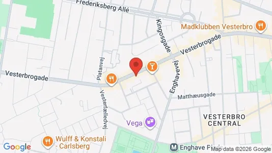 Kontorlokaler til leje i Vesterbro - kort over placeringen