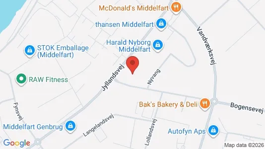 Kontorlokaler til leje i Middelfart - kort over placeringen
