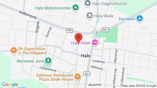 Erhvervslokaler til leje i Hals - kort over placeringen