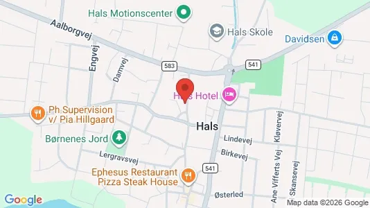 Erhvervslokaler til leje i Hals - kort over placeringen