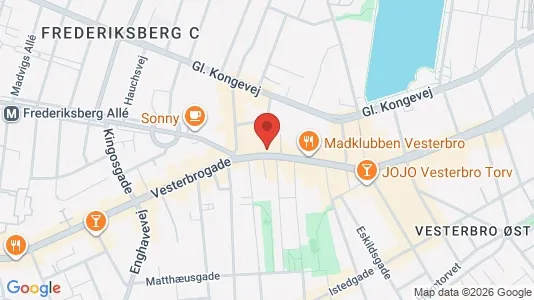 Erhvervslokaler til leje i Vesterbro - kort over placeringen