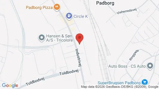 Erhvervslokaler til leje i Padborg - kort over placeringen