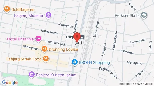 Erhvervslokaler til leje i Esbjerg Centrum - kort over placeringen