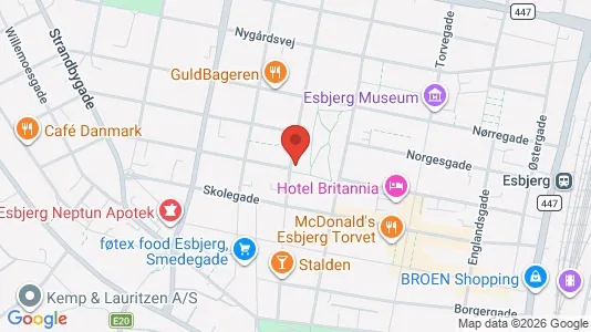 Erhvervslokaler til leje i Esbjerg Centrum - kort over placeringen