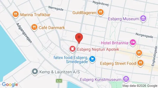 Erhvervslokaler til leje i Esbjerg Centrum - kort over placeringen