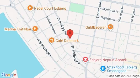 Erhvervslokaler til leje i Esbjerg Centrum - kort over placeringen