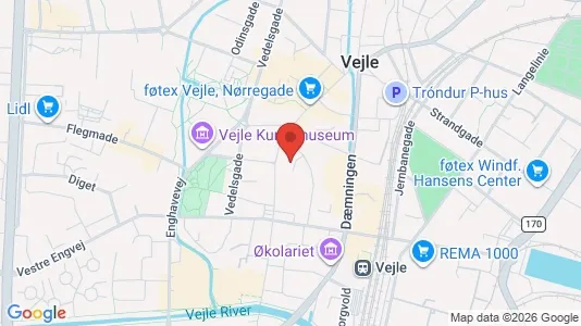 Erhvervslokaler til leje i Vejle Centrum - kort over placeringen