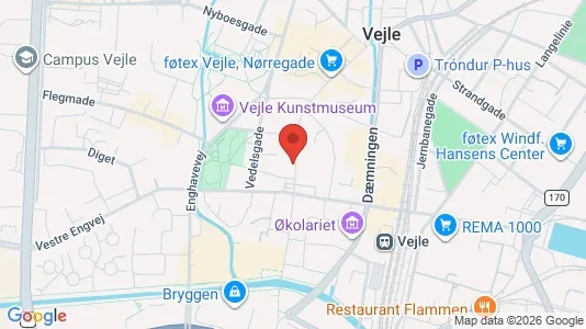 Erhvervslokaler til leje i Vejle Centrum - kort over placeringen